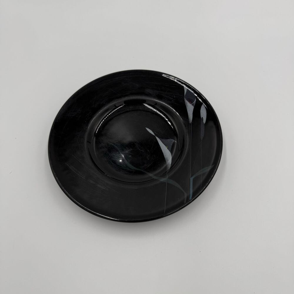 2 VTG 80s Mikasa Galleria Opus Black Dessert Plates 6.5"